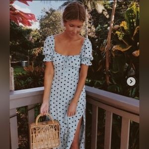 knee length dresses for ladies Women's Square Neck Tie Puff Sleeve Floral Dress